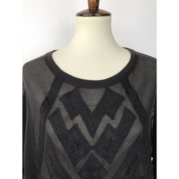 Anthropologie Meadow Rue Gray Sheer Top - Picture 3 of 11
